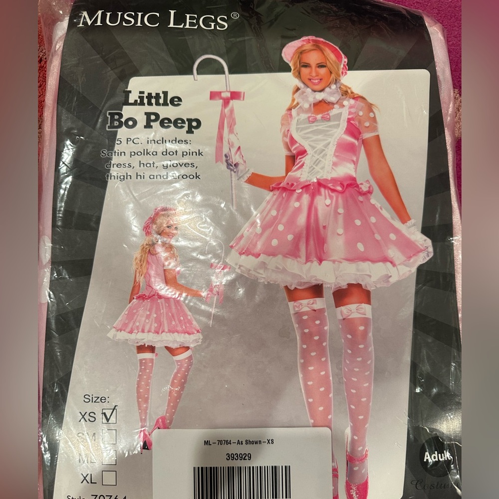 Must Legs Little Bo Peep Pink Costume Set New size XS